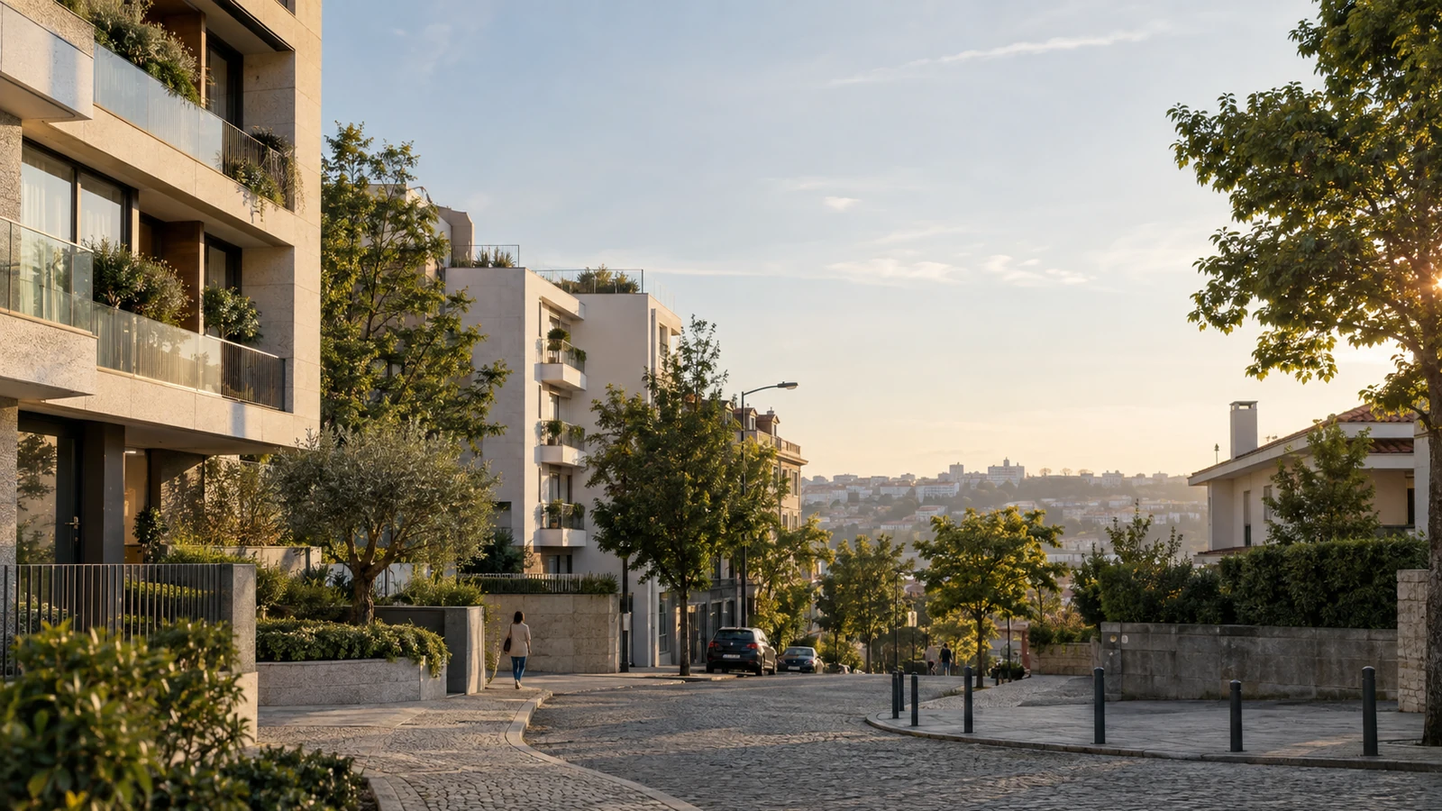 Zona residencial contemporânea no Grande Porto